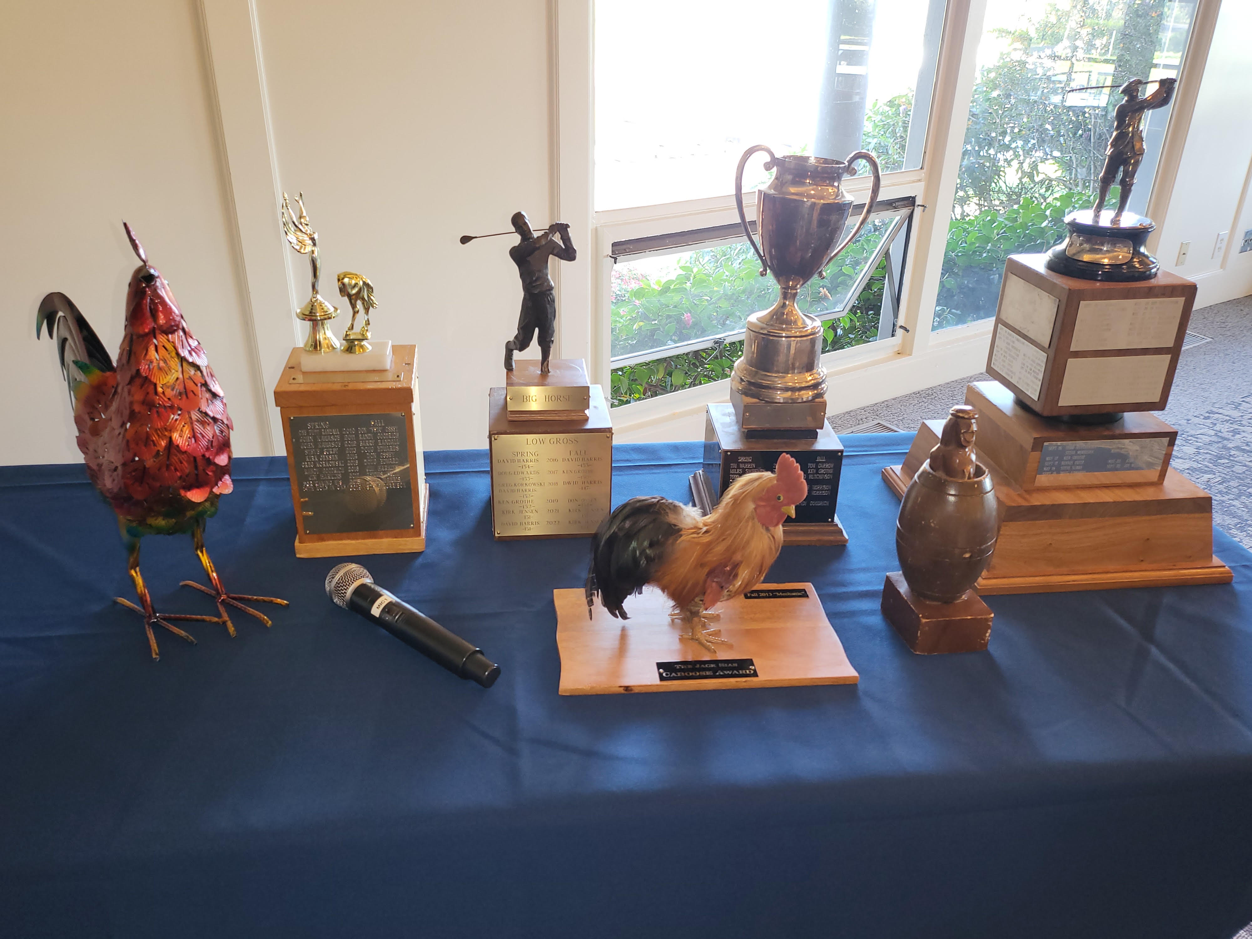 Lyder Cup trophies and awards displayed together